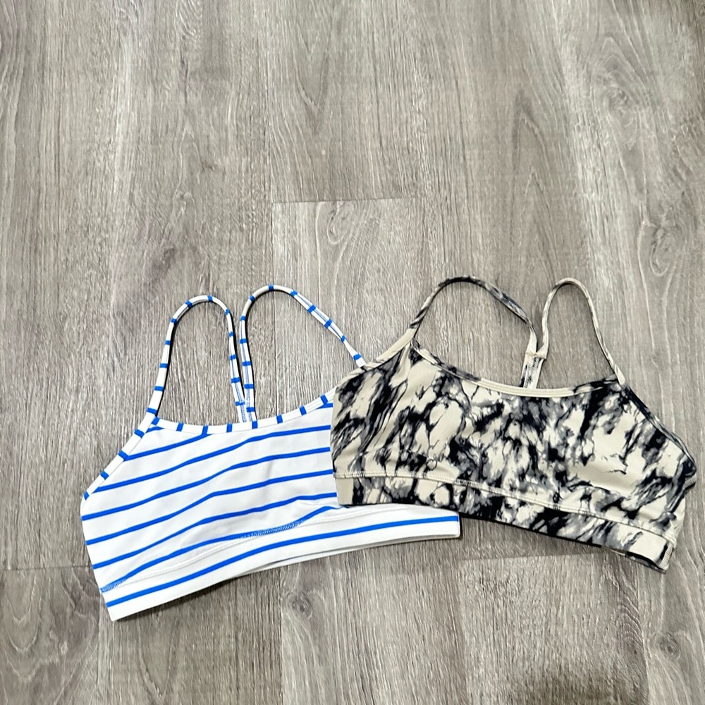 lululemon athletica Blue Striped and Black Marble Tops